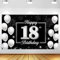 18th Happy Birthday Hintergrund Banner 18 Geburtstag Banner schwarz Silber Dekorationen für Jungen Mädchen Geburtstag Hintergrund Banner Party Dekor für Jubiläum Foto Booth Hintergrund