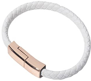 GIZTAT 2PCS Charging Bracelet,USB Charger Bracelet Fashion Wrist Data Charger Cord Leather Cuff Band for iPhone Lightning/Type C/Mirco (Color : White, Size : Type-C-8.9'')