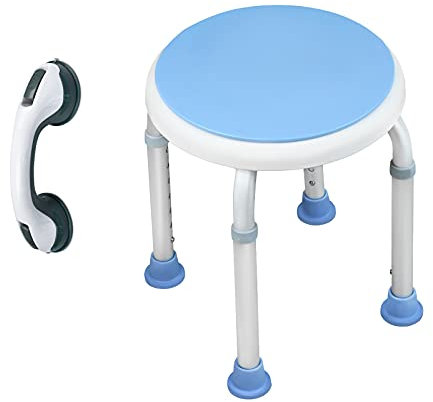 VA-Cerulean Silla de ducha con mango de bañera para personas mayores, altura regulable de 37 a 53 cm, elevador de asiento de inodoro con pies antideslizantes para bañera giratoria 360°, tipo 2