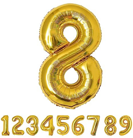 Geburtstag zahlen luftballon 8 jahre Folienballon Kindergeburtstag Deko Gold-Mädchen Junge Geburtstag 8 jahr 40 - 101cm Folienballon 8 jahre Geburtstags deko-fliegt mit Helium