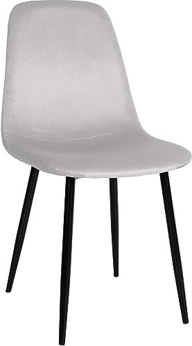 CLP Esszimmerstuhl gepolstert Napier, Küchenstuhl mit Rückenlehne und schwarzem Metallgestell, Polsterstuhl Esszimmer bis 150 kg belastbar, Farbe:Creme, Material:Samt