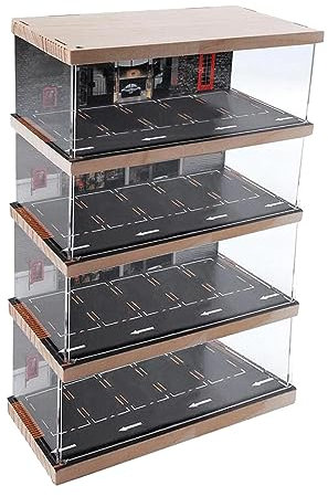 Fonowx 1/64 Vitrine de Voiture moulée sous Pression Vitrine de Garage de véhicule Vitrine Acrylique pour Voiture en Alliage, 4 Niveaux