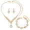 FDEETY Schmuckset Damen Brautschmuck Schmuck Hochzeit Set Hochzeitsschmuck Braut Strass Kristall Halskette Armband Anhänger Ohrring Set Kostüm Schmuck Set Braut Hochzeit Party (Gold)