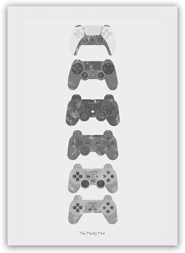 PS Controller Evolution Poster for Gaming Room Wall Decoration. History of PS Controllers Art Poster for Gamers. Teen Bedroom or Living Room Walls Decor Gift for Man and Woman. A3 Laminated Print