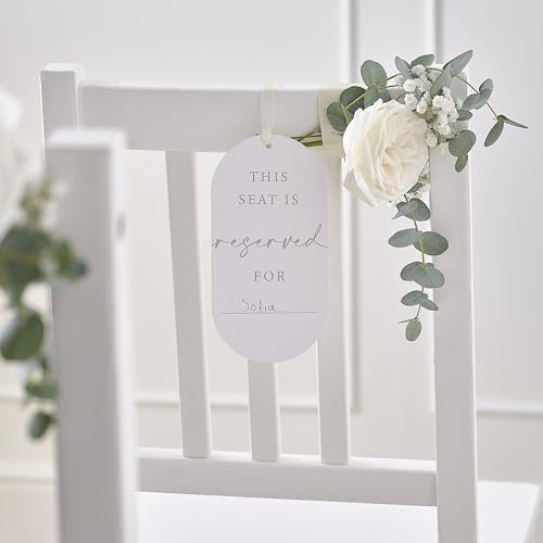 Ginger Ray White Customisable 'Reserved' Wedding Chair Hanging Tags Signs 10 Pack