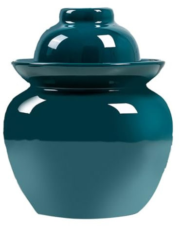 GVILTY Tarro grande de cerámica para pepinillos, tarro de fermentación, colorido recipiente de fermentación con tapa de cierre de aire de sellado de agua, tanque de fermentación para encurtir kimchi
