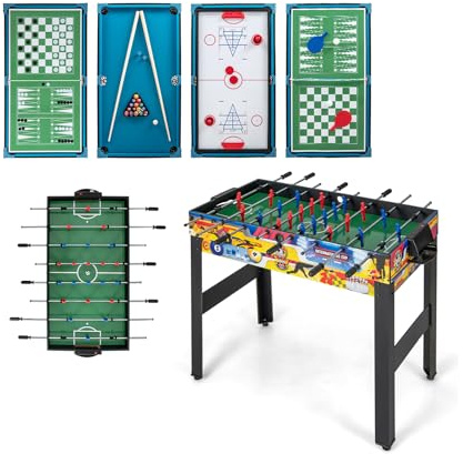 COSTWAY 12 in 1 Tavolo Multigioco con Calcio Balilla Air Hockey Biliardo