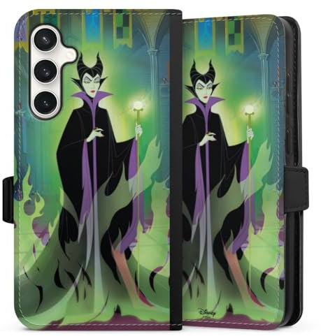 Klapphülle kompatibel mit Samsung Galaxy S23 FE Handyhülle aus Kunst Leder schwarz Flip Case Maleficent Dornröschen Disney