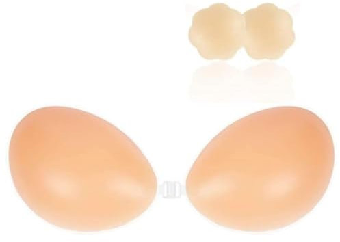 Nippelpads, Klebe Bh Rückenfrei, Push-Up Klebe Bh, Große Brust, Brustwarzen Abdeckungen, Unsichtbarer, Nipple Cover für Abendkleid Brautkleid Badeanzug und Rückenfreie,Sticky Bra mit 2Pcs Nippelpads-A