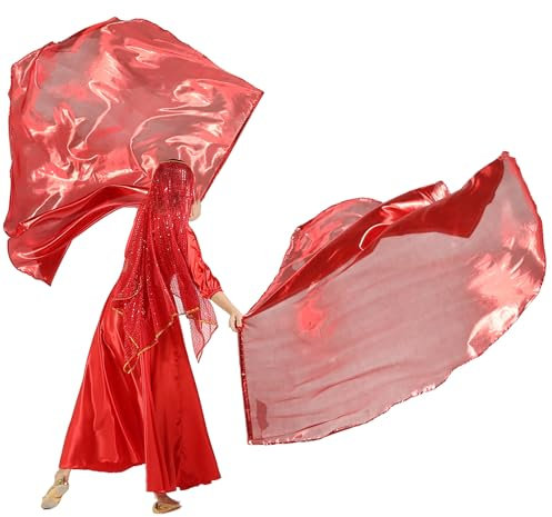 MUNAFIE Anbetungsfahnen 2 stück Lobpreis Tanz Fahnen Halbkreis Flagge mit Flexibel Fahnenstange für Tanzaufführung Kirche Rot