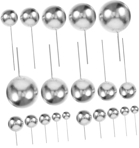 COLLBATH Adornos para de Cumpleaños Bolas Plateadas Palillos para Tartas Paquete de 108 Mini Bolas Decorativas para Decoraciones de Tartas