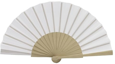 MAPIMANIA - Ventaglio Legno Pieghevole in Tessuto Color Bianco, Ventagli Matrimonio Personalizzati, Ventaglio Giapponese Resistente, Gadget Cerimonia