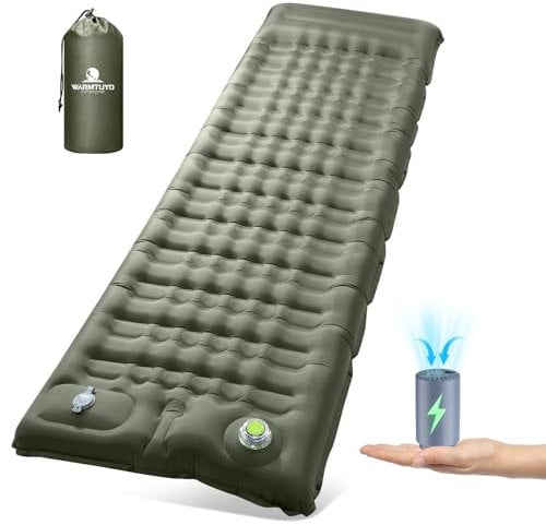 WARMTUYO Elektrisch Isomatte Selbstaufblasend, 12CM Verdicktes Camping Aufblasbare Matratze mit Kissen, Ultraleicht Wasserdicht Anti-Ripstop Luftmatratze Outdoor für Wandern, Outdoor, Zelt