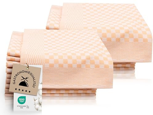 ZOLLNER 20er Set Geschirrtücher Baumwolle in 46x70 cm - super saugstarke und robuste Küchentücher – waschbar bis 60°C – in gelb kariert - Gastronomiequalität - Oeko Tex® Zertifiziert