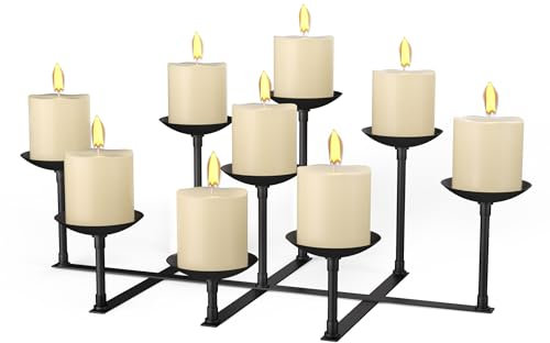 Tuohours Fireplace Candle Holder Candelabra Stand, Black