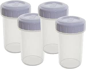 TRTO 4-Pack 400ml Plastic Airtight Beakers with Screw Lids - Food Storage Containers and Shakers