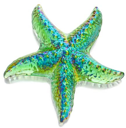 H&D HYALINE & DORA Glass Starfish Green Handmade Glass Sea Animal Figurine Mini Starfish Collectible Ornament for Beach Decor