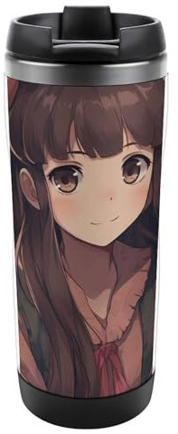 20 Oz Stainless Steel Tumbler with Lid Vacuum Insulated Tumbler Little Woman in Anime Coffee Mug for Travel Double Wall Insulated Cup for Reusable Car Cup