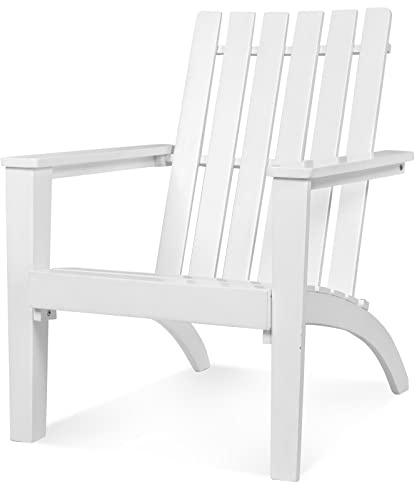 COSTWAY Adirondack Stuhl, Adirondack Chair aus Akazienholz, Gartensessel bis 160 kg belastbar, für Garten, Terrasse (Weiß)