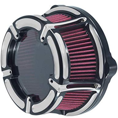 Pexorine Kit de système de Nettoyage de Contraste de clarté d'admission Transparente, Coupe CNC, Filtre à Air chromé, for Harley, Dyna Softail Touring FitmentB Filtre d'admission Moto(Rot)
