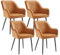 SONGMICS Esszimmerstuhll, 4er Set, Küchenstuhl, Sessel, Samt, Polsterstuhl mit Armlehnen, Loungesessel, bis 120 kg belastbar, Metallbeine, für Esszimmer, Küche, karamellbraun-tintenschwarz LDC087K14