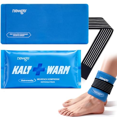 NEWGO Wiederverwendbare Kühlpads, 27,5 x 13,5 cm Weiche Gelpacks für Kalt- und Warmkompressen, Ideal für Verletzungen von Handgelenk, Arm, Knie, Nacken, Knöchel, Mehrfachanwendung, 1 Kühlpads
