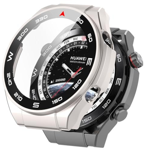 Zohmuly Cover Compatibile con HUAWEI WATCH Ultimate, PC Custodia Rigida con Vetro Temperato, Protezione completa 9H Anti-Graffio Cover Compatibile con Huawei Watch Ultimate