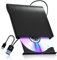 juwuoi External CD/DVD Drive for Laptop PC CD DVD Player USB 3.0 Portable Optical Drive CD Burner Compatible with Windows 10 11 Linux Mac OS (Black)