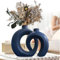 Blaue Keramik Deko Vasen - Donut Vase Set Für Pampas Trockenblumen deko - Modern Boho Aesthetic Blumenvasen Home Decor - Wohnzimmer Esstisch Couchtisch Tischdeko Room Kamin Zimmer Bücherregal Decor