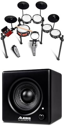 Alesis Nitro Pro XL e Amp - Batteria Elettronica a 10 Pezzi con Pad Dual Zone in Mesh, Bluetooth, USB MIDI, e Cassa Monitor Montabile 70W