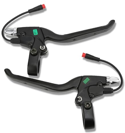 equlup 1Pair Electric Scooter Bremshebel, 185 mm/7,3 Zoll Handbremscontroller -Kit linker rechter Bremsgriff mit 2Pin Wasserfest -Stecker für Rollerzubehör