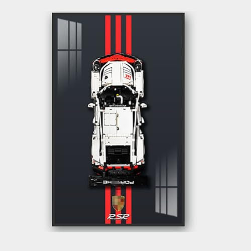 Für Lego Technic Porsche 911 42096 RSR Wandhalterung, Anzeigetafel für 42096 Modell, Rennwagen-Sammler-Vitrine, langlebiges Acryl, kompatibel mit Lego Supercars, Geschenk für Erwachsene und