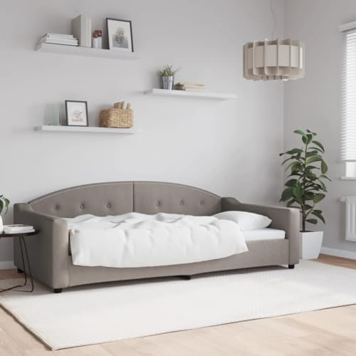 LAPOOH Tagesbett Taupe 100x200 cm Stoff, Schlafsofa, Daybed, Bettsofa, Sofa Bed, Sofabett, Schlafcouch, Jugendbett, Bettgestell, Bettcouch - 354191