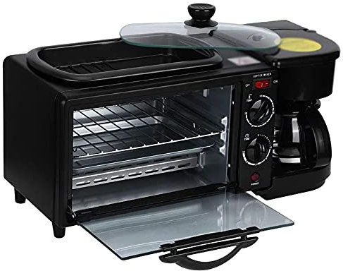GYKOZY 3 in 1 Breakfast Station Toaster Oven Frying Pan Coffee Maker Retro Small Kitchen Multifunction Breakfast Machine Coffee Maker