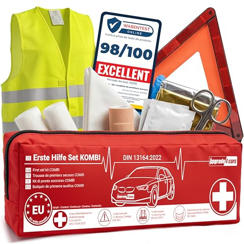 Upgrade4cars Trousse de Secours Voiture Version 2026 avec Triangle