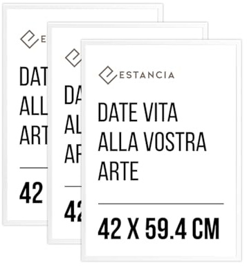 Estancia 3 Stück Weiß Holz Bilderrahmen 42x59,4 cm (A2) mit bruchsicherem Acrylglas | Moderner 3er Portraitrahmen aus Holz A2 (42 x 59,4)