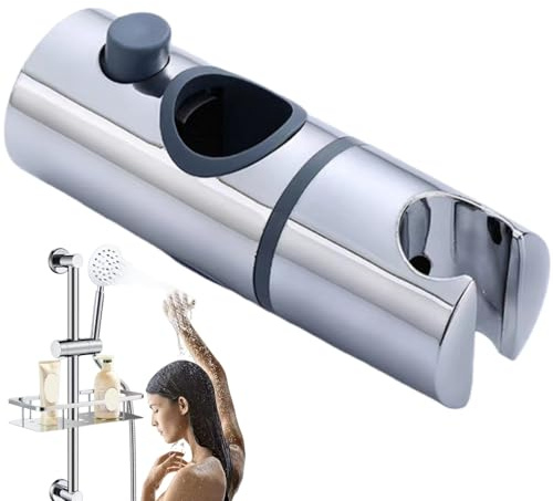 Shower Head Holder, Universal Adjustable Shower Head Holder,25MM Hand Shower Holder for Slide Bar,Bathroom Replacement Fittings Parts,Angle and Height Adjustable,45 Degree Rotation Sprayer Holder
