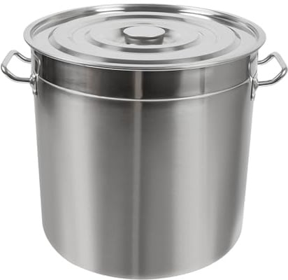 Olla de 50 L, 40 x 40 cm, 0,8 mm de grosor, acero inoxidable 201, para gastronomía, olla para sopa, olla grande con tapa, asas para todo tipo de cocinas, grandes cocinas de gas, cocinas eléctricas