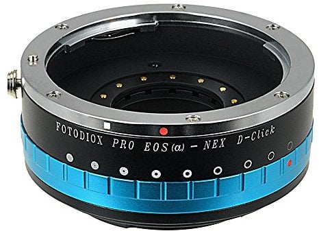 Fotodiox Pro Iris Lens Mount Adapter Compatible with Canon EOS EF Lenses to Sony E-Mount Cameras