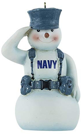 Kurt Adler United States U.S. Navy Snowman Saluting in Gear Christmas Ornament