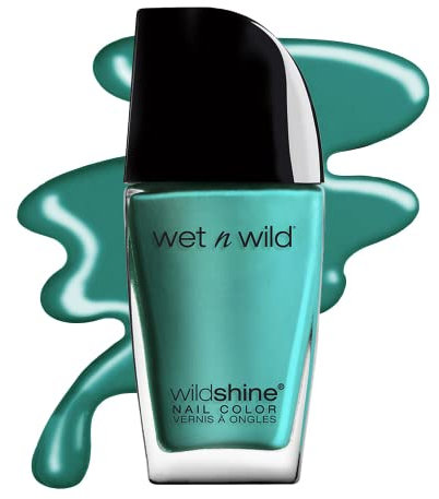 wet n wild Wild Shine Nail Polish, Teal Blue Be More Pacific, Nail Color