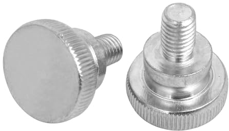 sourcingmap M8x12mm Flat Knurled Head Fully Threaded Thumb Screws Bolts Fastener 2pcs