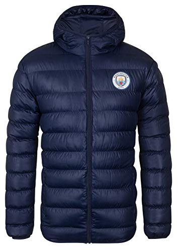 Manchester City Mens Jacket Hooded Winter Quilted OFFICIAL Football Gift