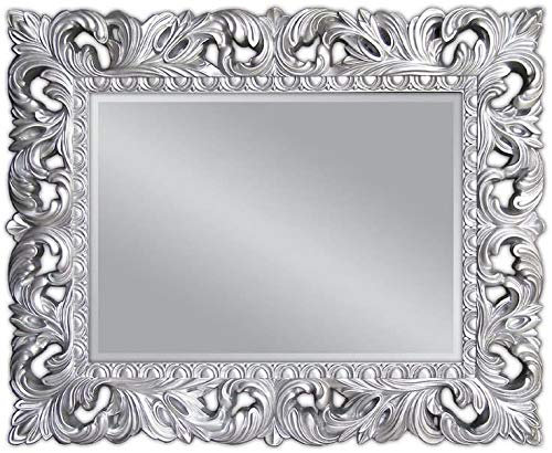 Lnxp Wandspiegel 100x80 cm in Silber Antik Barock Repro Shabby Vintage Glamour Spiegel Woe