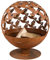 Fallen Fruits Laser Cut Cast Iron Globe Fire Bowl Pit Flock of Birds