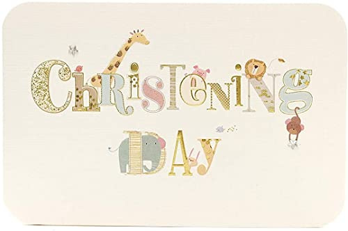 Christening Card - Greetings Card for Christening - Christening Card with Cute Animals - Christening Gifts - New Baby Gifts