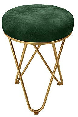 Muzi-Chair Bedroom Dressing Table Stool, Home Wrought Iron Small Round Stool Sofa Change Shoes Stool Nordic Fashion Dressing Table Makeup Stool Furniture Flannel Sponge Mat,Green