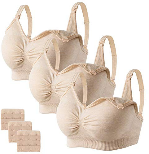 HBselect 3PCS Soutien-Gorge d'allaitement Soutien Gorge Maternité,Bra de Grossesse Postnatal Prénatale sans Armature, sans Couture pour Femmes allaitant avec rallonges de Soutien-Gorge,L