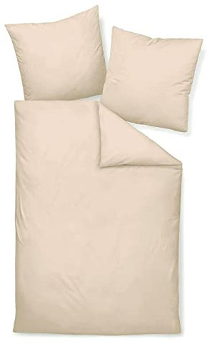 Traumschlaf Uni Mako-Satin Bettwäsche im Set 100% Baumwolle mit Reißverschluss 135x200 cm + 40x80 cm Sand