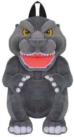 Concept One Godzilla Mini Rucksack Plüsch Kleine Reisetasche Geldbörse für Damen Herren Verstellbare Schultergurte Grau 14 Zoll, GRAU, Einheitsgröße, Godzilla Mini Rucksack Plüsch Kleine Reisetasche